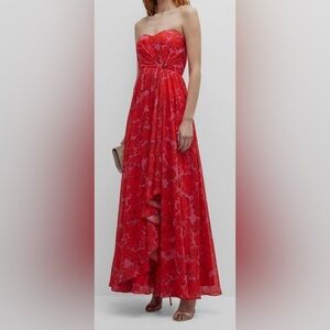 Badgley Mischka Red Embellished Tiered Gown for Weddings